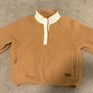 NWT- Roxy Camel Quarter Button-Up Fleece Sweater Size Small Free Shipping